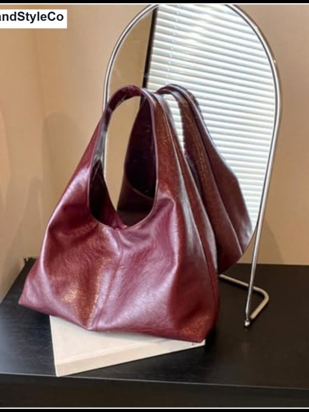 JOLILUNA Women's Slouchy Hobo Bag Large Faux Leather Work Tote - Picture 5 of 6